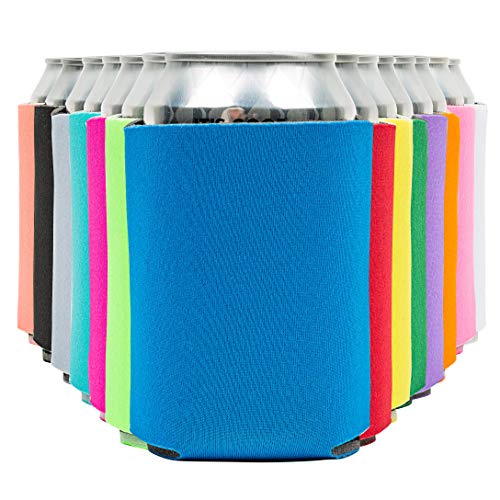 Blank Beer Can Coolers Sleeves (14-Pack) Soft Insulated Beer Can Cooler Sleeves HTV Friendly Plain Can Sleeves for Soda, Beer Water Bottles