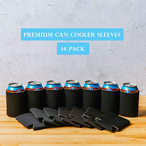 Sunnyray 150-Pack Blank Neoprene Can Coolers – Insulated Beer Soda Sleeves For Sublimation, DIY, Parties (Black)