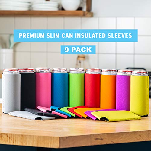 Skinny Can Cooler [ 2 Pack ] Slim Can Cooler for Slim Beer & Hard Seltzer,  Skinny Beer Cans Coolie Skinny Insulators, Claw Can Cooler Sleeve Pets