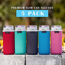 Load image into Gallery viewer, Slim Can Cooler Sleeves (5-Pack) Insulated Neoprene Slim Can Koolie for White Claw - Skinny Can Cooler for Seltzer - Skinny Can Koolies for Slim Beer - Tall Can Koolie for Truly Coolies for Slim Cans
